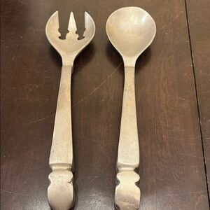Salad Fork and Spoon Oxidized Aluminum